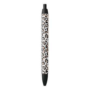 White Peach Black Leopard Print       Ink Pen