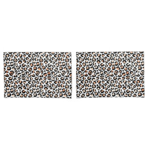 White Peach Black Leopard Print         Pillowcase