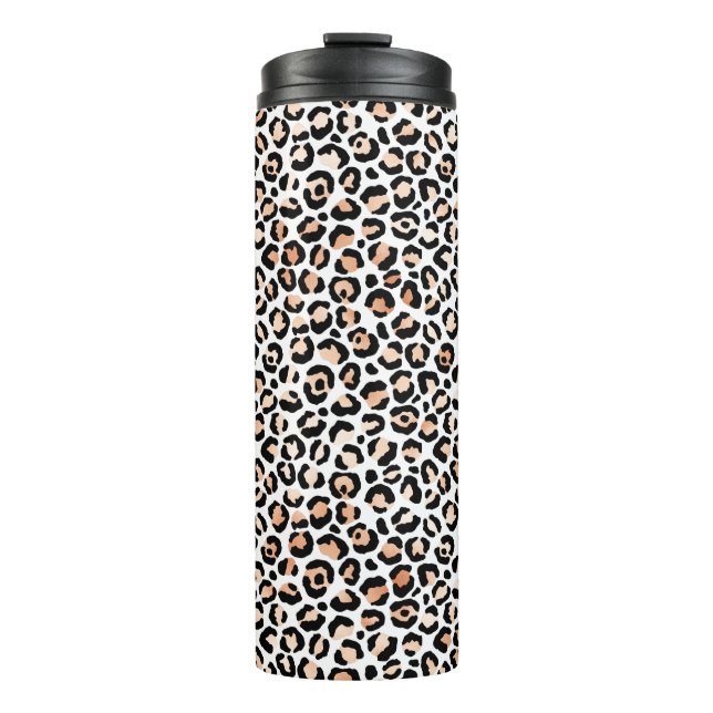 White Peach Black Leopard Print      Thermal Tumbler (Front)