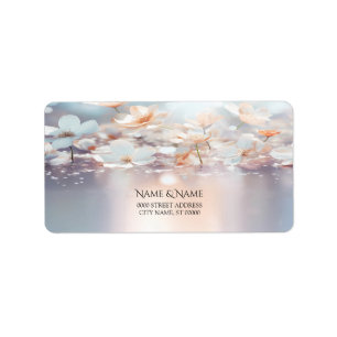 White Peach Floral Address Label