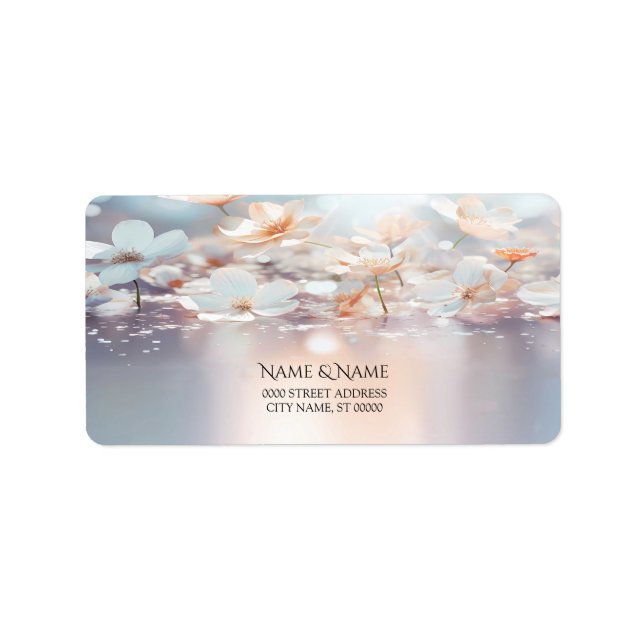 White Peach Floral Address Label (Front)