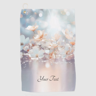 White Peach Floral Golf Towel