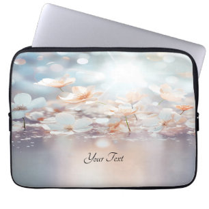 White Peach Floral Laptop Sleeve