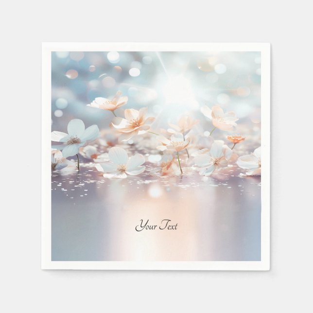 White Peach Floral Napkins (Front)