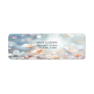 White Peach Floral Return Address Label