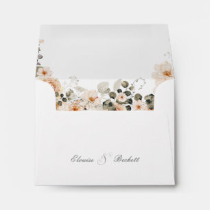 White Peach Floral Self Addressed Reply Envelope