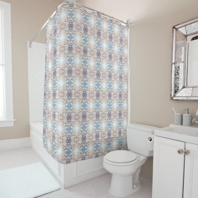 White Peach Floral Shower Curtain (In Situ)