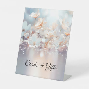 White Peach Floral Tabletop Signs