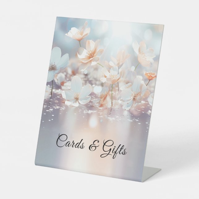White Peach Floral Tabletop Signs (Front)