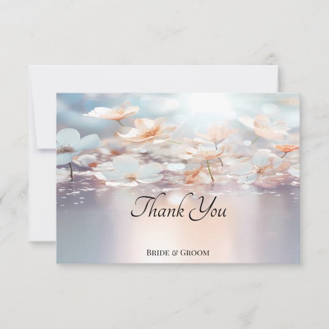 White Peach Floral Thank You Card (Front)