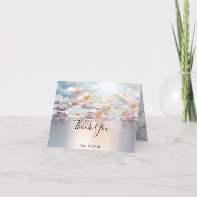 White Peach Floral Thank You Card (Front)