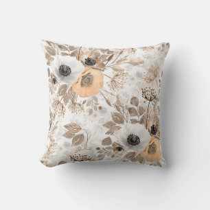 White, peach flowers, elegant cushion