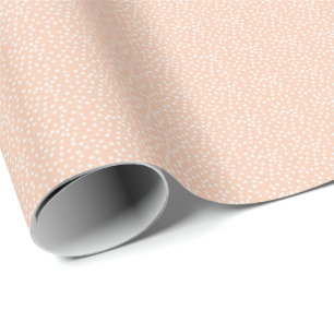 White   Peach Modern Polka Dot Wrapping Paper