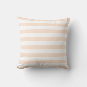 White & Peach Pastel Lines Pattern Cushion