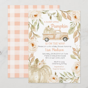 White Peach Truck Peach Baby Shower Invitation