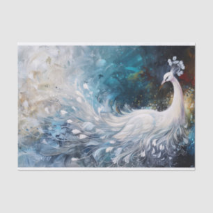 White Peacock Abstract Oil Painting Decoupage Tissue Paper