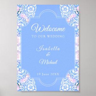 White peacock and blooming sakura / Romantic Poster