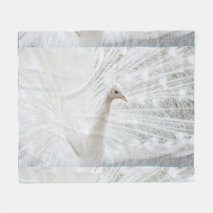 White Peacock beautiful feathers Fleece Blanket