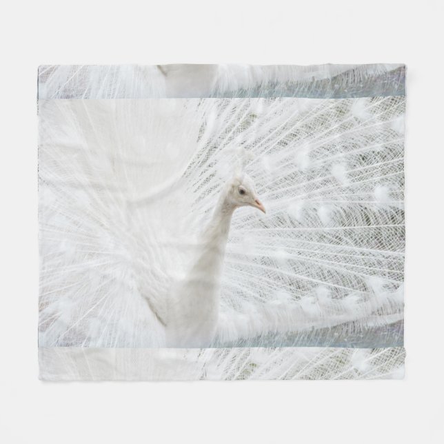 White Peacock beautiful feathers  Fleece Blanket (Front (Horizontal))