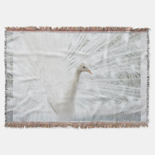 White Peacock beautiful feathers  Throw Blanket