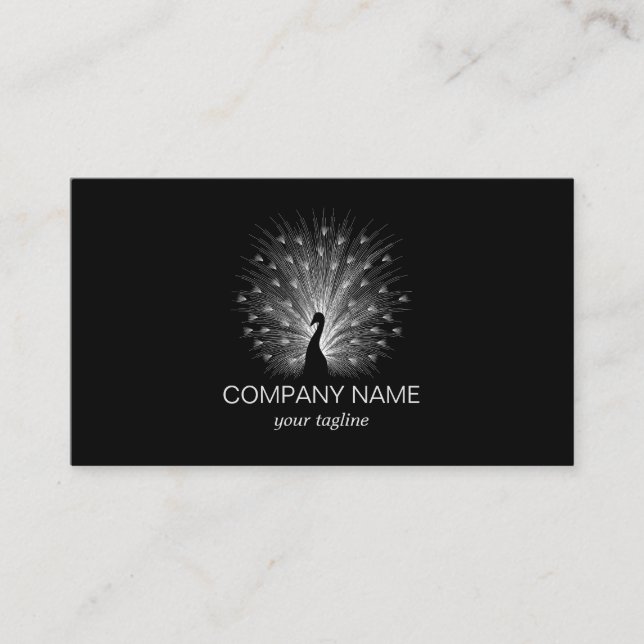 White Peacock Beautiful Modern Business Card (Front)
