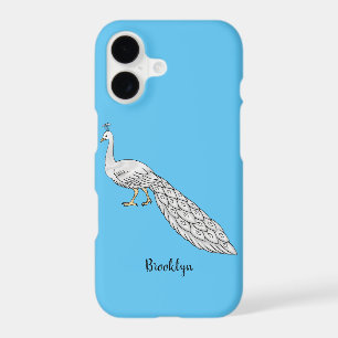 White peacock bird cartoon illustration