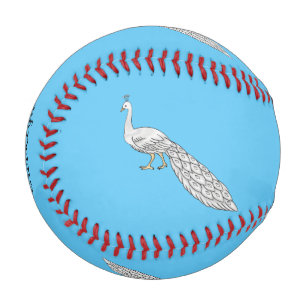 White peacock bird cartoon illustration baseball