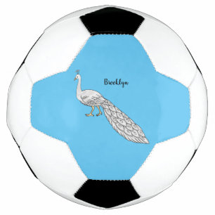 White peacock bird cartoon illustration football