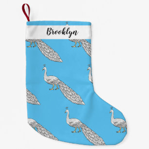 White peacock bird cartoon illustration small christmas stocking