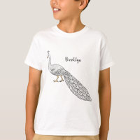 White peacock bird cartoon illustration