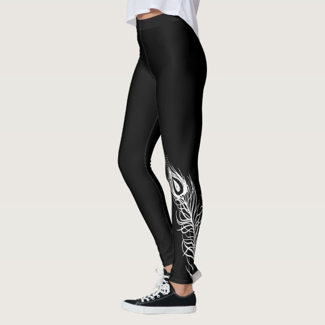 White Peacock Feather Leggings (Left)