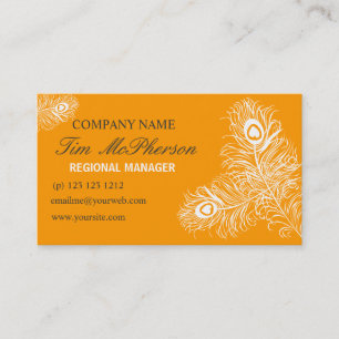 White Peacock Feather Networking Event Planner Business Card