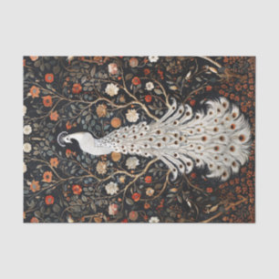 White Peacock Floral Bramble Patch Decoupage Tissue Paper