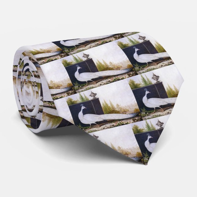 White Peacock Tie (Rolled)