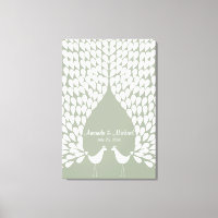 White peacocks wedding guestbook canvas