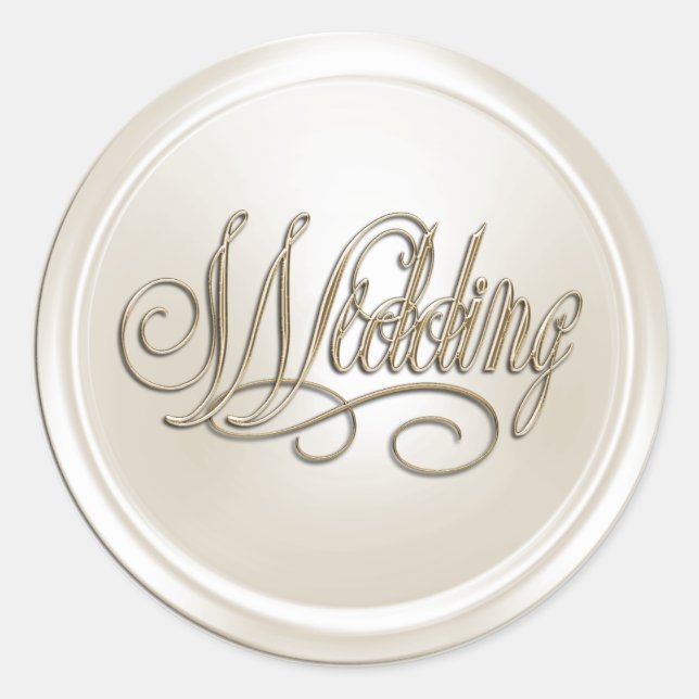 White Pearl and Gold Wedding Envelope Seal (Front)