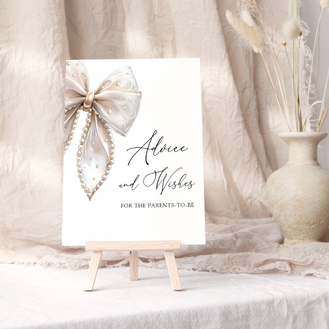 White Pearl Bow Advice And Wishes For New Parents Poster (Creator Uploaded)