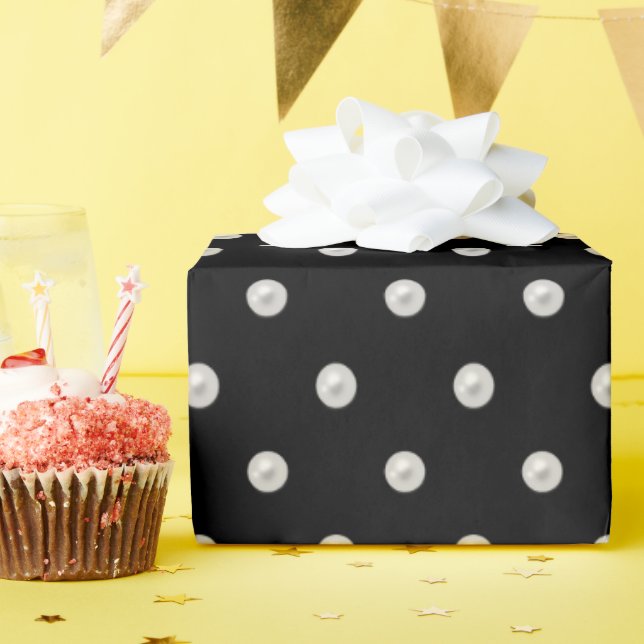 white pearl pattern on black wrapping paper (Birthday Party)