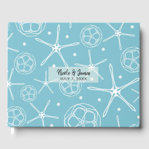 White Pearl Starfish Elegant Beach Wedding Guest Book