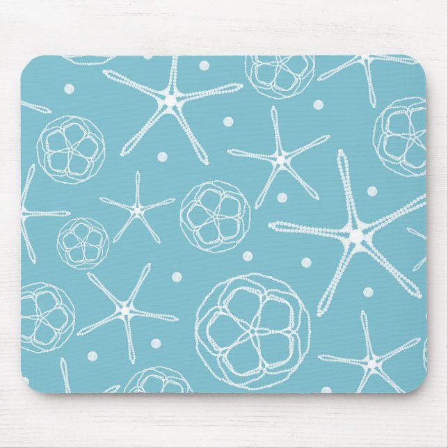 White Pearl Starfish Wedding Bridal Shower Mouse Mat (Front)