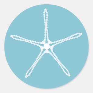 White Pearl Starfish Wedding Bridal Shower Party Classic Round Sticker