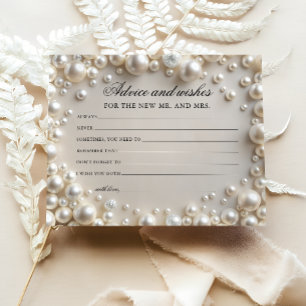 White Pearls Advice and Wishes Bridal Shower Card