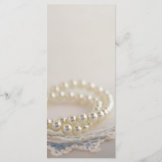 White Pearls and Blue Lace Wedding Program Programme (Front)