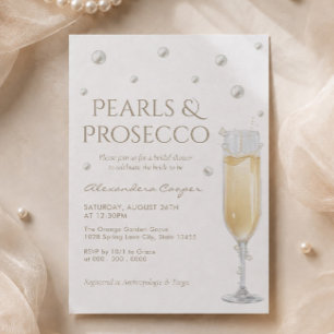 White Pearls and Prosecco Bridal Shower Invitation