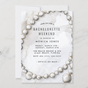 White Pearls Bachelorette Weekend party invitation