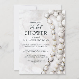 White Pearls Blue Bridal Shower Invitation