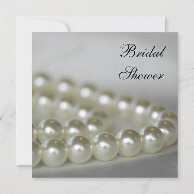 White Pearls Bridal Shower Invitation (Front)