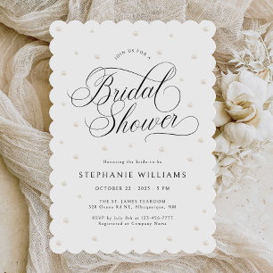 White Pearls Bridal Shower  Invitation
