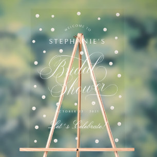 White Pearls Bridal Shower Welcome Acrylic Sign