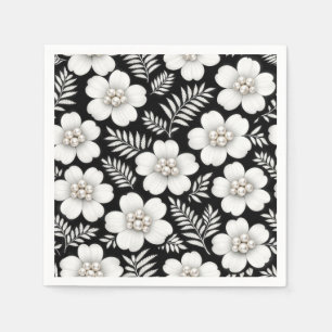 White Pearls in Flower Pattern Napkin